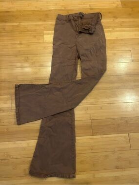 Fashion Nova Brown Straight Leg Pants Size 7 High Rise Stretch Y2K